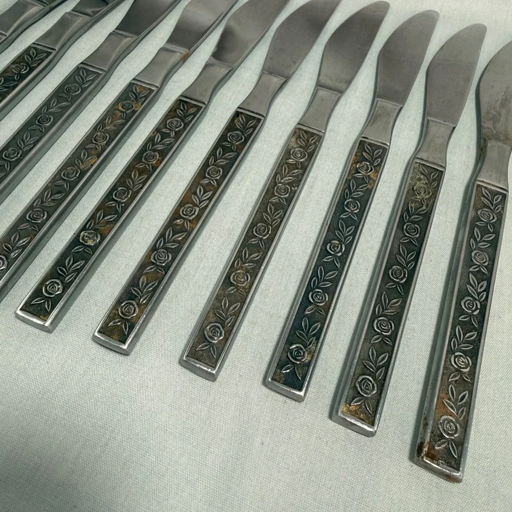Mexicali Rose 82 Piece Replacement/ Supplemental Stainless Steel Floral 70s VTG